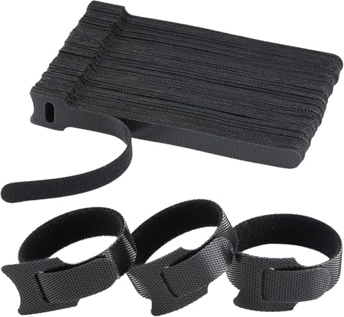 TQIOQIY 150PCS 8Inch Cable Ties, 20cm Reusable Self-Gripping Fabric Hook and Loop Cable Straps Ties Wire Ties for Cord Organizer Cable Management Cord Organiser