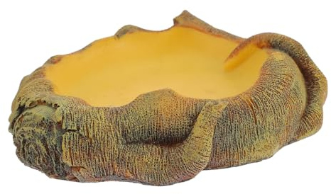 Homoyoyo Bol Eau et Nourriture pour Reptiles Effet Bois Plateau Robuste pour Amphibiens Lézards Tortues et Serpents Abreuvoir Pratique pour Terrarium