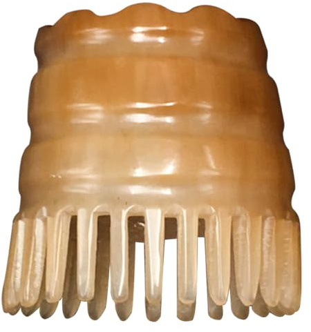BAZEITFLOW Massaggiatore Per Cuoio Capelluto in Corno Di Bufalo Naturale, Spazzola Per Shampoo Leggera e Compatta Manico Artigianale, Per Massaggio Profondo e Pulizia Cuoio Capelluto, Per Viaggi