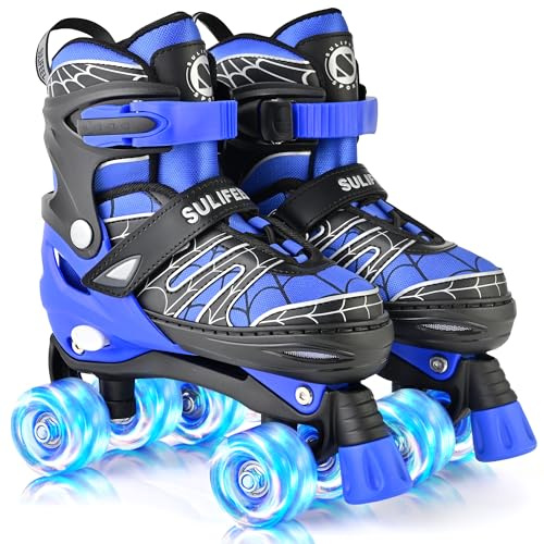 SULIFEEL Patins à roulettes réglables Enfants, 4 Tailles | Pour enfants de 3 à 12 ans, idéal pour débutants, convient en intérieur&extérieur, stable et confortable
