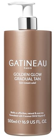 GATINEAU Golden Glow Gradual Tan 500ml | Amazon Exclusive size self tan lotion. Quick drying formula with Coconut Oil & Vitamin E for buildable natural tan