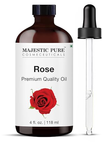 Majestic Pure Rose Essential Oil, 118ml Candle Making Scents | Premium Natural Aromatherapy Essential Oil for Skin, Relaxation & Home Fragrance - 100% Pure Plant-Based