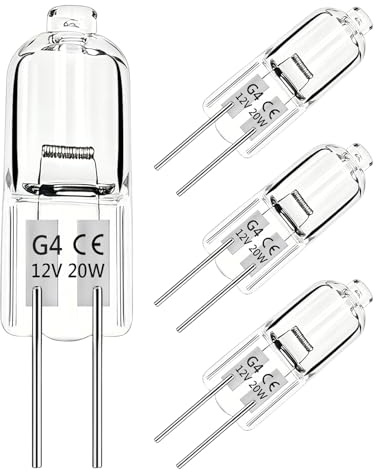 Wieyily Lampadine Alogene G4 20W 12V, 300LM Bianco Caldo 2700K, Dimmerabile G4 Alogeno Lampada Delle Capsule per Forno, Cappa Cucina, Lampadario, 4 Pezzi