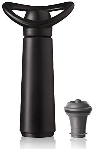 Vacu Vin Weinpumpe Concerto - Schwarz - 1 Pumpe 1 Stopper - Vakuumpumpe mit Weinflaschenverschluss - Wiederverwendbar