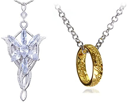 XHBTS Juego de 2 Collares Inspirados en Dama Tono Dorado El Collar con Colgante de Anillo para Fanáticos Cosplay Joyería de Disfraces