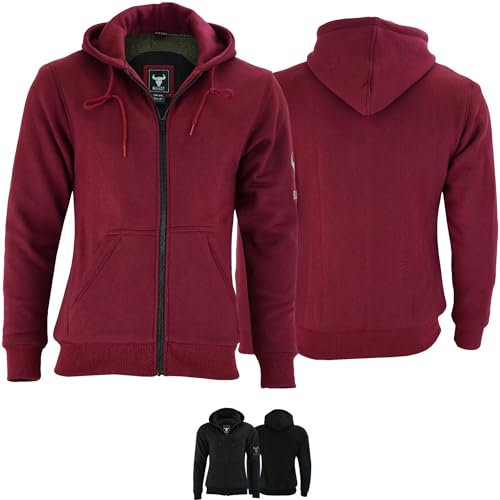 BULLDT Damen Motorrad Hoodie mit Protektoren 100% Aramid Schutz Schutzjacke Hood Motorradjacke Textil Weinrot - 42