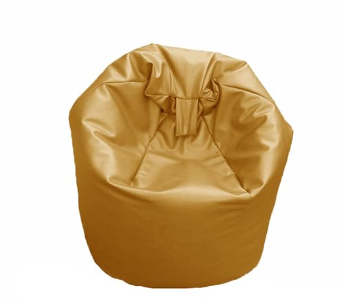 FAUX LEATHER Bean Bag Beanbag Gaming Chair Seat Lazy Lounger Couch (Yellow, Large (70 x 70 x 90 cm))