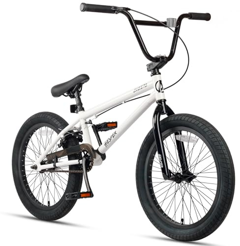 AVASTA Hesper Bicicleta infantil de 20 pulgadas Freestyle BMX para 6, 7, 8, 9, 10, 11, 12, 13, 14 años, niños y principiantes, blanco