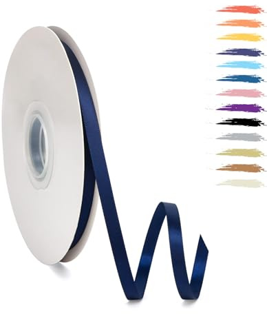 MORAINJAY Cinta de Satén 6mm 95M Azul Marino - Para Envolver Regalos, Lazos, Globos, Ramos, Cumpleaños y Decoración de Bodas