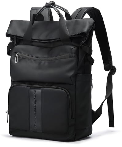 BG FUTURE AESTHETICS BANGE Sac à dos enroulable pour homme, imperméable, anti-vol, voyage, camping, université, école, quotidien, Noir, L