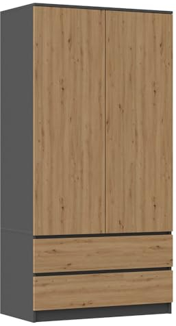 Oggi Lugo 90 cm Antracit mit Eiche Artisan - Moderne Schrank für Stauraum im Schlafzimmer, Büro oder Wohnzimmer - Hochwertige Materialien, robust und geräumig