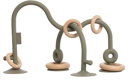 Baby's Only - Motorikschleife - Baby Motorikspielzeug - kugelbahn aus Silikonen und Holz - Kugel Labyrinth - Babyspielzeug für Jungen und Mädchen - Für 3 bis 18 Monaten - Urban Green