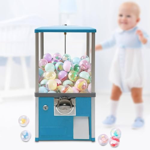 QXIWAOE Distributore Automatico di Monete da 25 centesimi, Macchina per Caramelle gommose Commerciale da 21 Pollici, Macchina per Caramelle gommose Indipendente, Macchina per Caramelle a premi, Blu