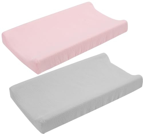 POPETPOP 2 Copri Materassino Fasciatoio in Cotone Lavabile E Rimovibile Copertura Per Cambio Neonato 32X16X5 Pollici Design Grigie Morbido E Traspirante Per Uso Domestico