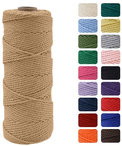 MOMAHUA 3mm Hilo de Macramé 100% Algodón,100m Cuerda De Cáñamo Cuerda para Manualidades,19 Colores Más,Cordón para DIY,Decoración y Regalos