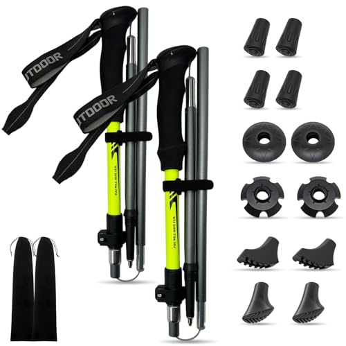 Wanderstöcke Faltbar | Walking Stöcke für Damen Und Herren | Wanderstöcke Teleskop | Aluminium | 115-135cm | Nordic Walking Und Skitouren
