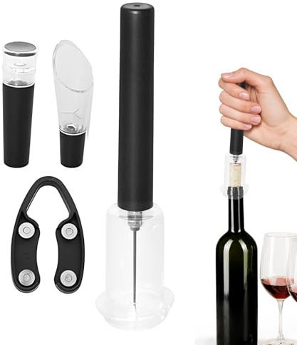 Kit ouvre-bouteille à air comprimé – Décapsuleur d'aiguille avec aérateur et coupe-, ouvre-bouteille portable pour voyage, pique-nique, camping, bar professionnel et cuisine à domicile