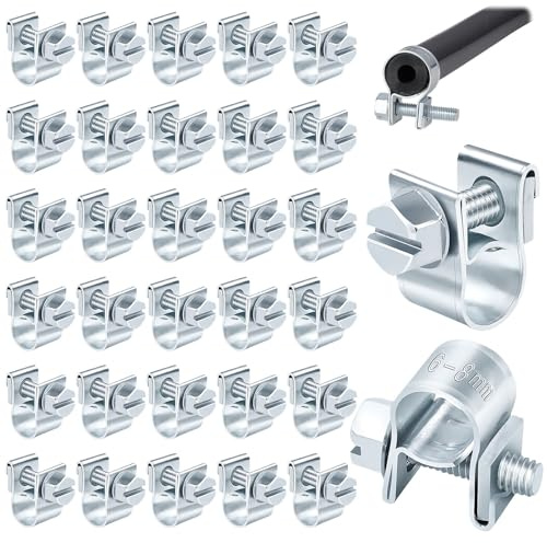 30 Pezzi Mini Fascette Stringitubo, 6-8 mm Fascette Stringitubo Regolabile Resistente Morsetto Ferro Zincato per Vuoto in Silicone, Carburante Tubo, Scarico Tubo, Della Benzina