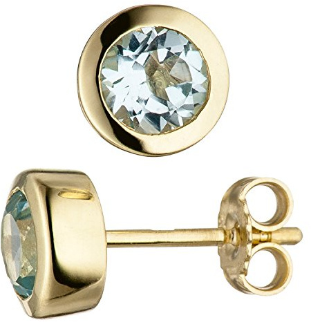 Jobo Damen-Ohrstecker aus 8 Karat 333 Gold mit Blautopas Rund