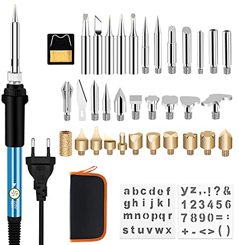 Brandmalerei-Set für Holz, 37 Stück, 60 W, Hobby, für Erwachsene, Brenner, für Holzscheitel, Kork, Leder, Gravur, Skulptur, Holz, TempÃratur, verstellbar, Länge