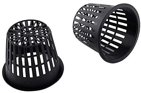 Fydun Planting Basket, Basket 10pcs Heavy Duty Mesh Pot Net Cup Basket Plant Grow Clone Gardening Sturdy Plastic Round Planting Basket for Hydroponics Aquaponics OrchidsHydroponic Bucket(Black)