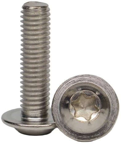 Tornillos de cabeza alomada M10 x 65 mm (5 unidades) con hexágono interior TX y brida, acero inoxidable VA A2 V2A. Tornillos de acero inoxidable con cabeza plana a prueba de óxido, ISO 7380. AGBERG