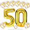 Ballons Chiffres Or 50, Or Ballon Chiffre 5 & 0 Géant 40 Pouces Gonflable Anniversaire Fête Ballons avec Ballon Confetti Doré, Or Foil Numéro Ballons pour 50 Ans Mariage Fête d'anniversaire Décoration