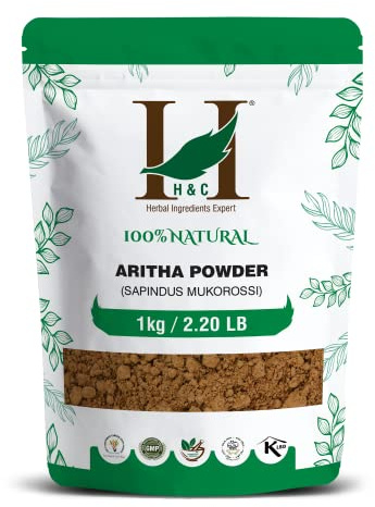 H&C Aritha/Reetha/Ritha/tvålnötter (Sapindus Mukorossi) pulver - 1 kg | för silkeslena och släta hår