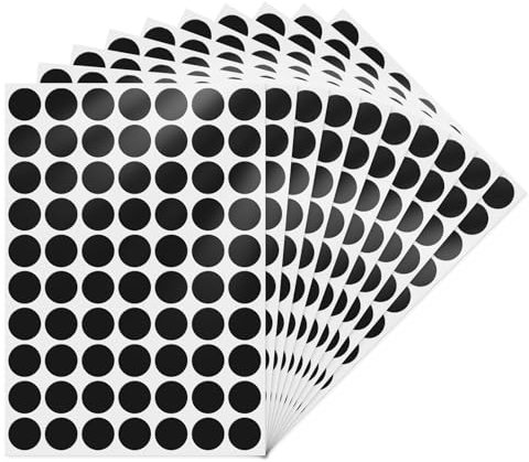 YIKIADA Schwarz Runde 19 mm Punktaufkleber Selbstklebende Markierungspunkte Wasserdicht Klebepunkte Aufkleber Kleine Farbkodierung Etiketten 700 Stück