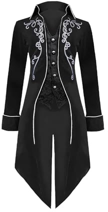 Veste frack médiévale steampunk pour homme, manteau gothique, broderie de cour victorienne, manteau Renaissance, rétro, fête, cosplay, costume pour adulte