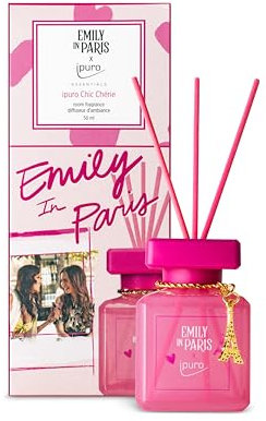 ipuro Essentials x Emily in Paris Chic Chérie Raumduft 50ml - Lufterfrischer mit Lavendel, Jasmin, Rose & Sandelholz Duft Aroma - Diffuser mit Stäbchen - Französischer Charme für dein Zuhause