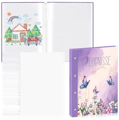 Zeugnismappe Personalisiert Mit Buchschrauben Zeugnismappe Erweiterbar Und 20 Klarsichthüllen A4 Erweiterbar Mathematischer Stil Für Jugendliche Schüler Erwachsene (Schmetterlingsmotiv)