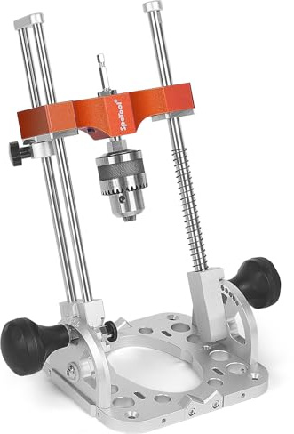 SpeTool bohrständer akkuschrauber mit Kugellagern Führungsstangen, 1/2-Zoll-Bohrfutter bohrständer einstellbar von 0 bis 60°, mobiler bohrständer für gerade Bohrungen Holzbearbeitung