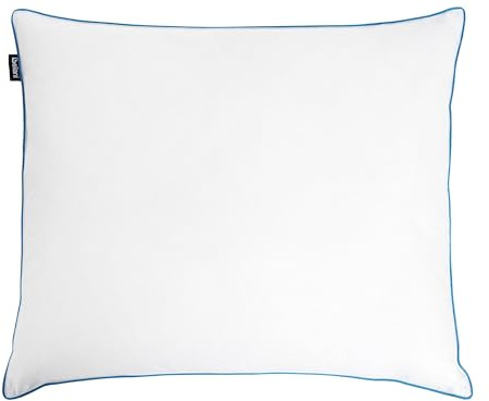 Beliani Almohada de Plumas y plumón de Pato de Perfil Alto para Cama Funda de algodón Blanco 50 x 60 cm Aneto