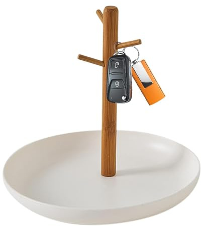 Bandeja para Llaves De Madera - 3 Niveles 18,7 Cm 20 Cm, Valet Valet De Bambú, Organizador De Relojes Y Joyas | Mesa De, Organización De La Oficina En Casa, Almacenamiento De Anillos, Teléfono