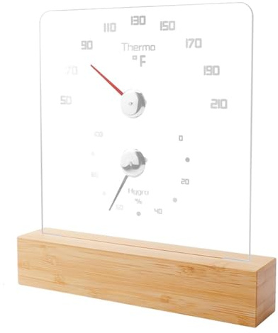 BUAGOUWZ Sauna Termómetro 2 en 1 Fahrenheit Termómetro Higrómetro con Luz LED Sauna Accesorios para Sauna Habitación Hotel