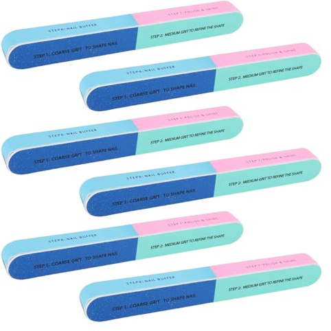 Lote de 6 limas de uñas coloreadas multidimensionales, bloques pulidores con varias caras, para uñas naturales y salones de manicura y cuidado profesional