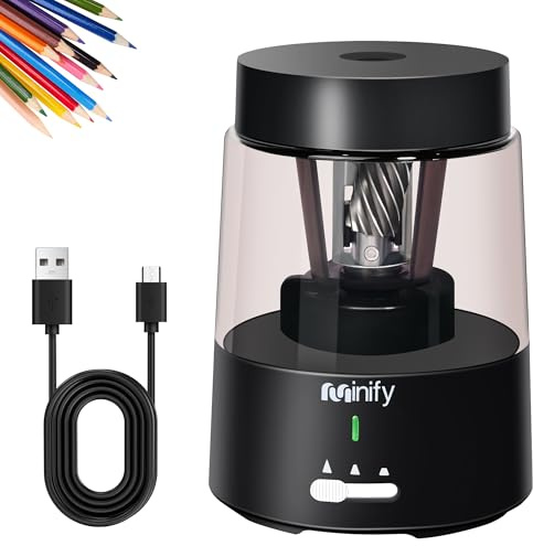 Minify Electric Pencil Sharpener for Classroom, Auto-Stop, 3 Modes