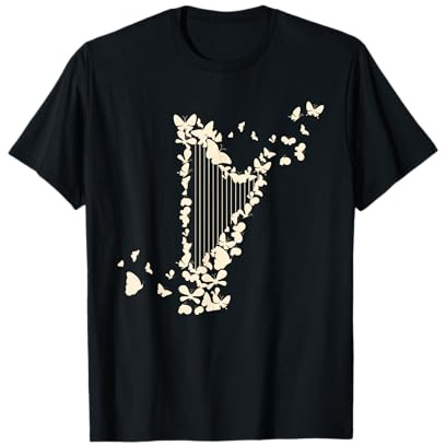 Une Harpe Avec Des Papillons Harpiste T-Shirt