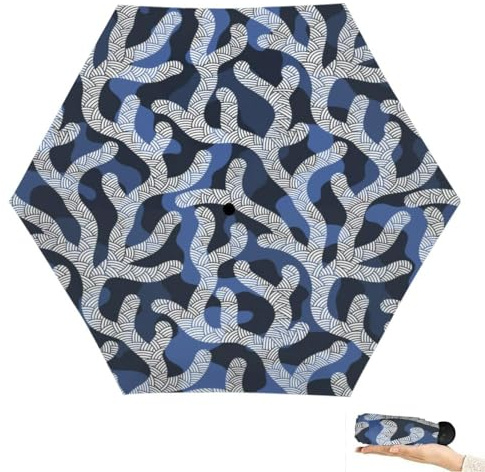 ZONTEKA Travel Umbrella for Rain Windproof Coral reef underwater plans doodle Cute Portable Compact Mini Umbrella for Women Purse Backpack Car Black Sun UV Protection