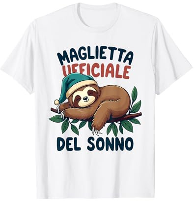 Camicia Da Notte Bradipo Pigiama Bambini Donna Uomo Dormire Maglietta