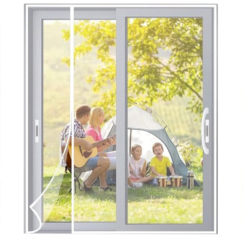 Verdunkelungsrollo, magnetische Insektenschutztüren, 125x210cm Weiß, mit selbstklebenden Bändern und Stiften für Türen und Fenster zu Hause, um das Eindringen von Insekten zu verhindern