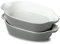 UIBFCWN Kleine Auflaufformen Keramik 2er Set, 650ml Porzellan Auflaufformen Rechteckige mit Griffe, Ideal für 2 Personen, Lasagneformen | Backformen | Ofenform - 23x12,5x5cm - Grau