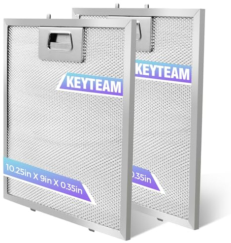 2 Pack-S97018029 Range Hood Filter Replacement, Upgraded Stainless steel frame and Locking clips,5-Layer Aluminum Mesh Hood Vent Grease Filter for Broan B5 Series, Alternative 1932913, 9x10.25x0.35