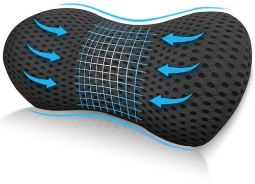 Exquilnova Lumbar Support Cushion,Comfort Memory Foam Back Support Cushion with Removable Cover,Ergonomic Lower Back Pillow for Office Chair,Car Seats,Wheelchair,Sleeping(Black)