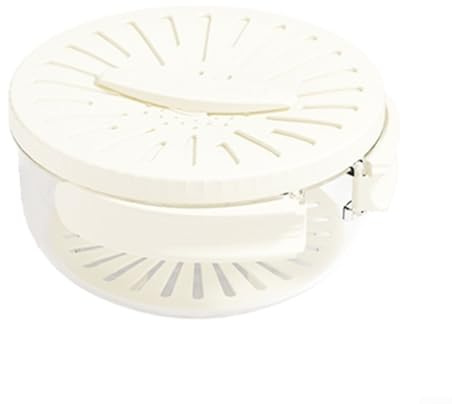 Cesta de drenaje 2 en 1 y cuenco de lavado de frutas con mango plegable, tapa giratoria, recipiente colador para verduras, pasta, arroz (blanco)