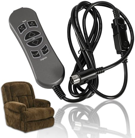 loosoo MLSK89-A2 6 Button 5 Pin Prong Remote Controller w/USB & Backlit Compatible with Catnapper Lift Chair, Electric Recliner and Sectionals, Hand Control Handset (Black) for Power Recliner