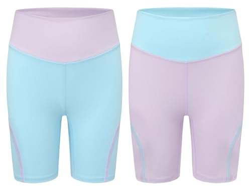 SEAUR Lot de 2 Cuissards de Sport Fille - Short Cycliste Extensible Respirant Séchage Rapide - Legging Court pour Danse Yoga Gym Enfant 4-5 Ans