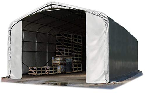 TOOLPORT Lagerzelt 6x12 m Zelthalle Unterstand / 4m Seitenhöhe feuersichere PRIMEtex PVC Plane 2300 N grau