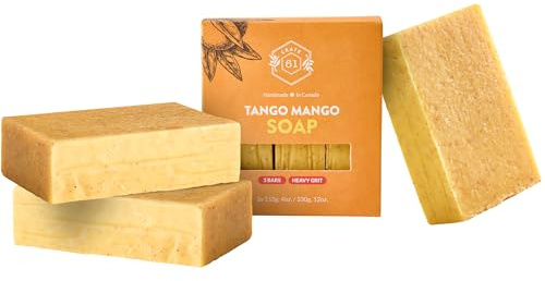 Crate 61 Organics, Handmade in Canada, Plant Based Cold Process Natural Bar Soap For Face And Body, With Premium Essential Oils, For Men And Women 3 Pack (Mango)